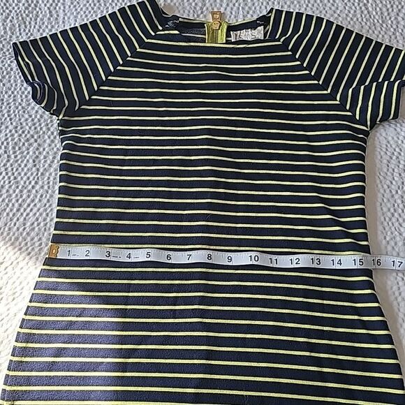 STS Sail To Sable Crew Neck Mini‎ Dress Short Sleeve Navy and Lime Stripped XS - Picture 5 of 7